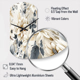 Ethereal Blue And White Chrysanthemum Boho Pattern - Asymmetric Metal Wall Clock