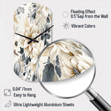 Ethereal Blue And White Chrysanthemum Boho Pattern - Asymmetric Metal Wall Clock