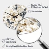 Ethereal Blue And White Chrysanthemum Boho Pattern - Asymmetric Metal Wall Clock