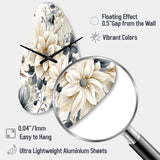 Ethereal Blue And White Chrysanthemum Boho Pattern - Asymmetric Metal Wall Clock