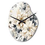 Ethereal Blue And White Chrysanthemum Boho Pattern - Asymmetric Metal Wall Clock