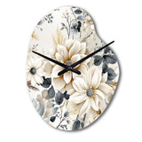 Ethereal Blue And White Chrysanthemum Boho Pattern - Asymmetric Metal Wall Clock