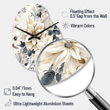 Ethereal Blue And White Chrysanthemum Boho Pattern - Asymmetric Metal Wall Clock