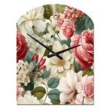 Antique Rose Muted Green Garden - Asymmetric Metal Wall Clock