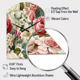 Antique Rose Muted Green Garden - Asymmetric Metal Wall Clock