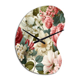 Antique Rose Muted Green Garden - Asymmetric Metal Wall Clock