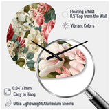 Antique Rose Muted Green Garden - Asymmetric Metal Wall Clock