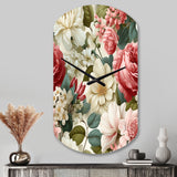 Antique Rose Muted Green Garden - Asymmetric Metal Wall Clock
