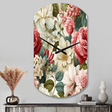 Antique Rose Muted Green Garden - Asymmetric Metal Wall Clock