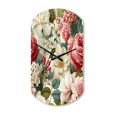 Antique Rose Muted Green Garden - Asymmetric Metal Wall Clock