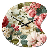 Antique Rose Muted Green Garden - Asymmetric Metal Wall Clock