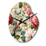 Antique Rose Muted Green Garden - Asymmetric Metal Wall Clock