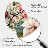 Antique Rose Muted Green Garden - Asymmetric Metal Wall Clock