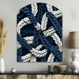 Coastal Rope Motifs White And Blue - Asymmetric Metal Wall Clock