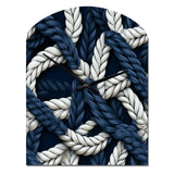 Coastal Rope Motifs White And Blue - Asymmetric Metal Wall Clock
