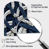 Coastal Rope Motifs White And Blue - Asymmetric Metal Wall Clock