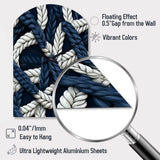 Coastal Rope Motifs White And Blue - Asymmetric Metal Wall Clock
