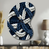 Coastal Rope Motifs White And Blue - Asymmetric Metal Wall Clock
