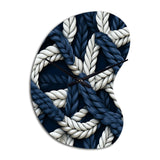 Coastal Rope Motifs White And Blue - Asymmetric Metal Wall Clock