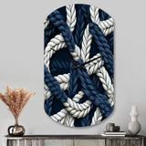 Coastal Rope Motifs White And Blue - Asymmetric Metal Wall Clock
