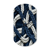Coastal Rope Motifs White And Blue - Asymmetric Metal Wall Clock