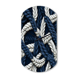 Coastal Rope Motifs White And Blue - Asymmetric Metal Wall Clock