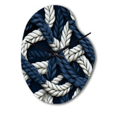 Coastal Rope Motifs White And Blue - Asymmetric Metal Wall Clock