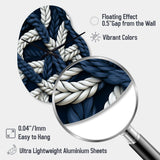 Coastal Rope Motifs White And Blue - Asymmetric Metal Wall Clock