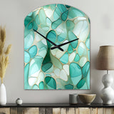 Seagrass Mosaic Emerald Coastal Pattern  - Asymmetric Metal Wall Clock