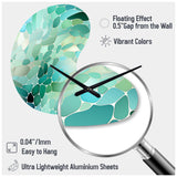 Seagrass Mosaic Emerald Coastal Pattern II - Asymmetric Metal Wall Clock