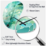Seagrass Mosaic Emerald Coastal Pattern II - Asymmetric Metal Wall Clock
