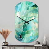 Seagrass Mosaic Emerald Coastal Pattern II - Asymmetric Metal Wall Clock