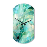 Seagrass Mosaic Emerald Coastal Pattern II - Asymmetric Metal Wall Clock