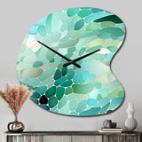 Seagrass Mosaic Emerald Coastal Pattern II - Asymmetric Metal Wall Clock