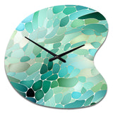 Seagrass Mosaic Emerald Coastal Pattern II - Asymmetric Metal Wall Clock