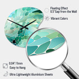 Seagrass Mosaic Emerald Coastal Pattern II - Asymmetric Metal Wall Clock