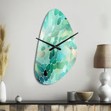 Seagrass Mosaic Emerald Coastal Pattern II - Asymmetric Metal Wall Clock