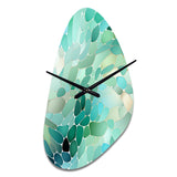 Seagrass Mosaic Emerald Coastal Pattern II - Asymmetric Metal Wall Clock