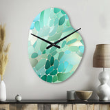 Seagrass Mosaic Emerald Coastal Pattern II - Asymmetric Metal Wall Clock