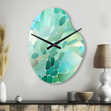 Seagrass Mosaic Emerald Coastal Pattern II - Asymmetric Metal Wall Clock