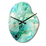 Seagrass Mosaic Emerald Coastal Pattern II - Asymmetric Metal Wall Clock