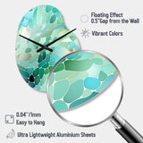 Seagrass Mosaic Emerald Coastal Pattern II - Asymmetric Metal Wall Clock