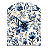 Blue And White Damask Flower - Asymmetric Metal Wall Clock