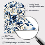 Blue And White Damask Flower - Asymmetric Metal Wall Clock