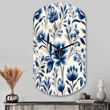 Blue And White Damask Flower - Asymmetric Metal Wall Clock