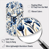 Blue And White Damask Flower - Asymmetric Metal Wall Clock