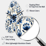 Blue And White Damask Flower - Asymmetric Metal Wall Clock