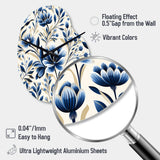 Blue And White Damask Flower - Asymmetric Metal Wall Clock