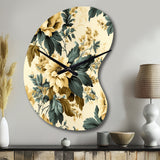 Vintage Farmhouse Peonies Damask - Asymmetric Metal Wall Clock