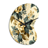 Vintage Farmhouse Peonies Damask - Asymmetric Metal Wall Clock